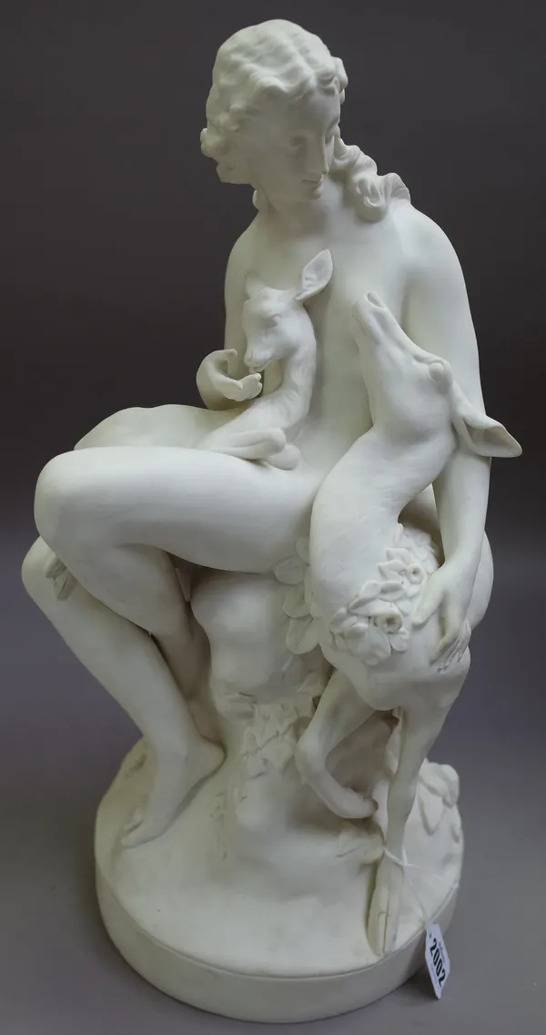 A parian group, `Wood Nymph', circa 1864, after the model by C.B.Birch, 49cm. high.