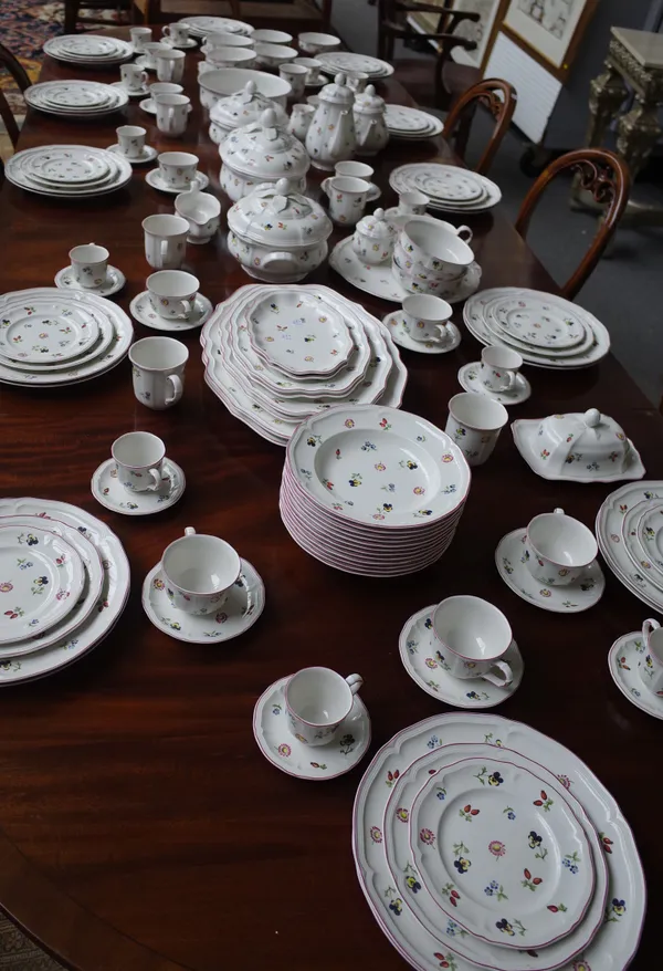 A Villeroy & Boch 'Petite Flower' part dinner, tea and coffee service from the Country Collection, comprising; an oval two handled tureen and cover (3