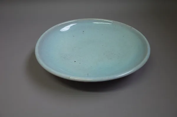 Clare Sutcliffe (1943-2019), an open bowl with shino glaze, wood fired, makers mark, 31cm diameter.