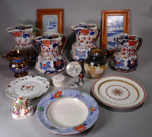 Ceramics, including; 19th century and later studio pottery, dinner plates. glass candlesticks and sundry, (qty).