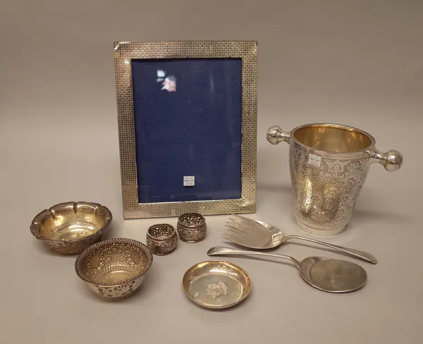 Silver and silver mounted wares, comprising; a Victorian bowl, with embossed decoration, London 1881, a bowl of lobed circular form, Sheffield 1902, a