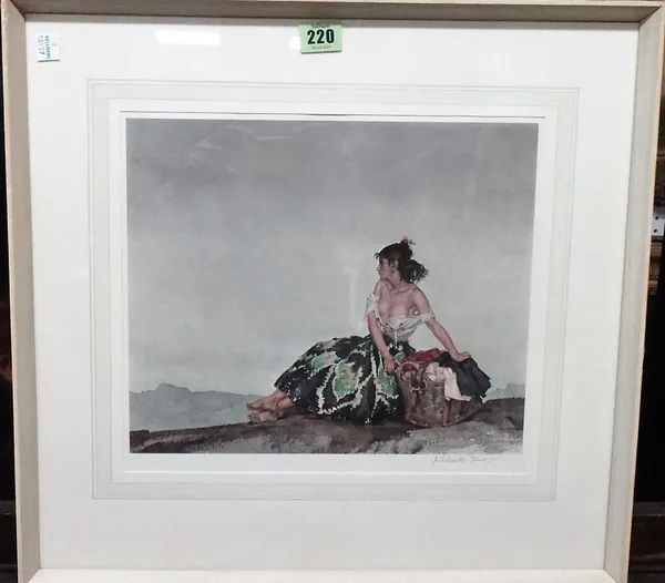 Sir William Russell Flint (1880-1969), Carmelita, colour print, signed in pencil, with blindstamp, 27cm x 31.5cm.