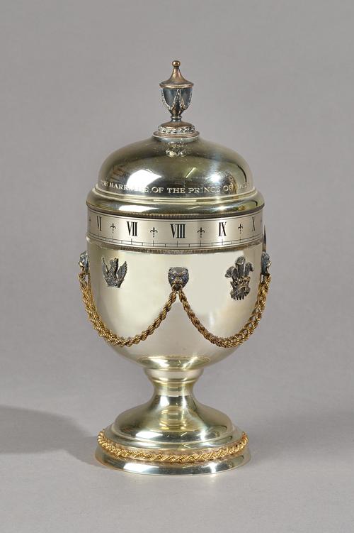 Mappin & Webb; a limited edition silver urn clock made to commemorate the wedding of Prince Charles to Lady Diana Spencer in 1981, eight day movement,