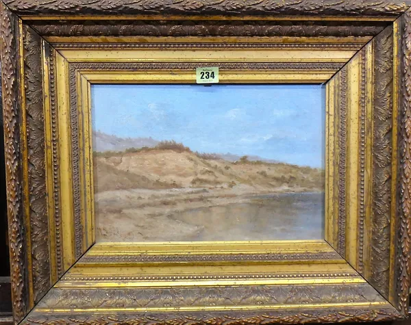 Continental School (19th century), Sand dunes, oil on canvas, 23cm x 33cm.