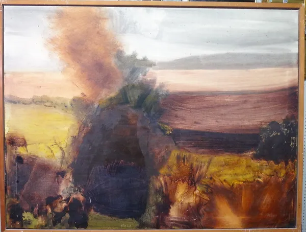 Malcolm Ryan (20th century), Landscape, oil on canvas, signed with initials and dated '67, 91cm x 122cm.