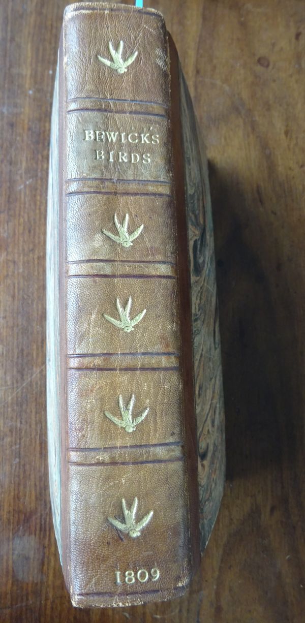 BEWICK (T.)  The History of British Birds.  Part 1: (Land Birds).  engraved illus. throughout. old half leather and marbled boards, gilt-pictorial and