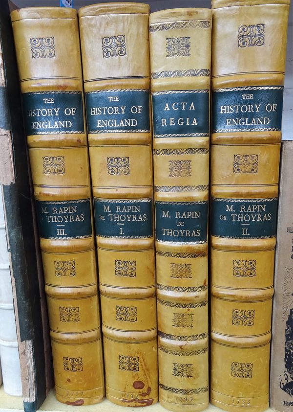 RAPIN DE THOYRAS (Paul)  The History of England. Translated into English by John Kelly  . . .  3 vols., engraved plates, folded maps of Scotland, Fran