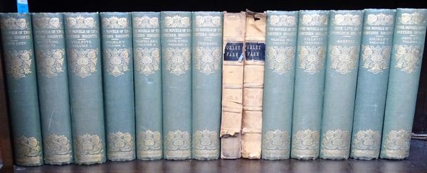 BRONTE SISTERS.  Novels of the Sisters Bronte. Edited by Temple Scott. Thornton Edition, 12 vols. num. photo. plates, gilt cloth. Edinburgh, 1911.  *