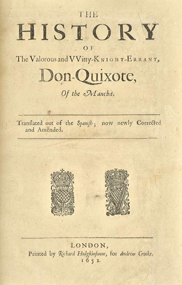 (CERVANTES, S.M. de)  The History of the Valorous and Witty Knight-Errant, Don-Quixote, of the Mancha. Translated out of the Spanish: now newly correc