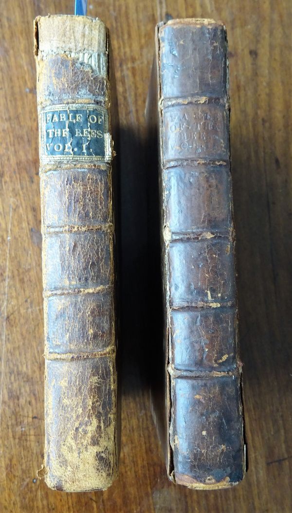 MANDEVILLE  (Bernard de)  The Fable of the Bees: or, private views publick benefits  . . .  to which is added, a Vindication of the Book  . . .  2 vol