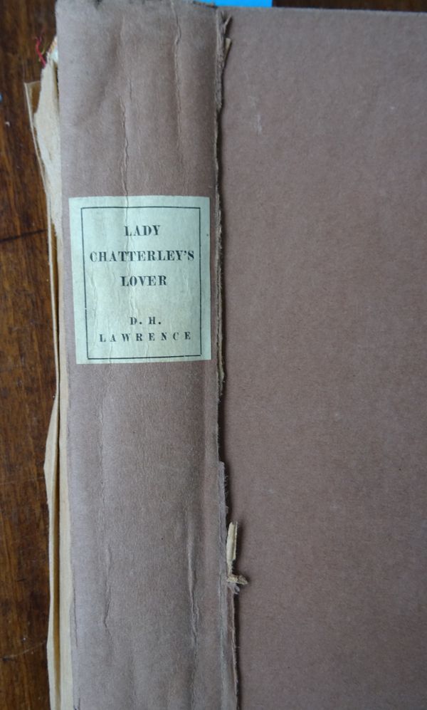 LAWRENCE (D.H.)  Lady Chatterley's Lover. brown paper covered boards, Pirate Edition, privately printed, 1928.  * 1500 copies were printed