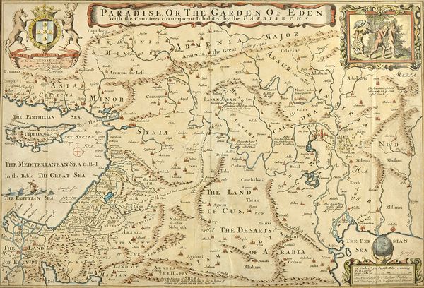 Nicolaus VISSCHER:  Paradise, Or the Garden of Eden. With the Countries Circumjacent Inhabited by the Patriarchs. 32cm x 46cm within mount, hand-colou