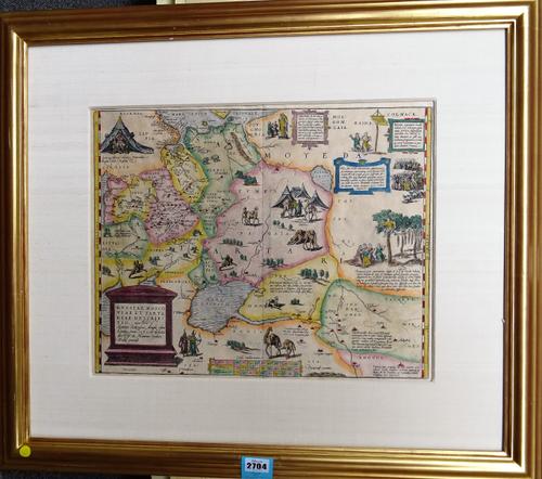 Anthony JENKINSON:  Russiae, Moscoviae et Tartariae Descriptio  . . .  , 36cm x 45cm within mount, hand-coloured, architectural surround title, and va
