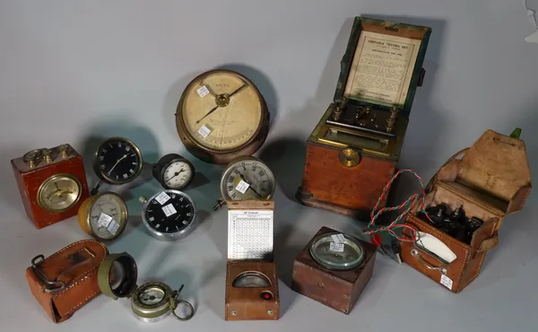 Collectables, including; a group of early 20th century electrical testers, meters and automobile clocks, 'Edison', **** and sundry, (qty).