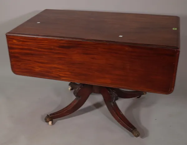 A George IV mahogany rectangular dropleaf breakfast table on four downswept supports, 107cm wide x 71cm high.