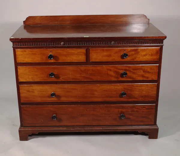 A 19th century mahogany chest of two short and three long graduated drawers, 110cm wide x 91cm high.