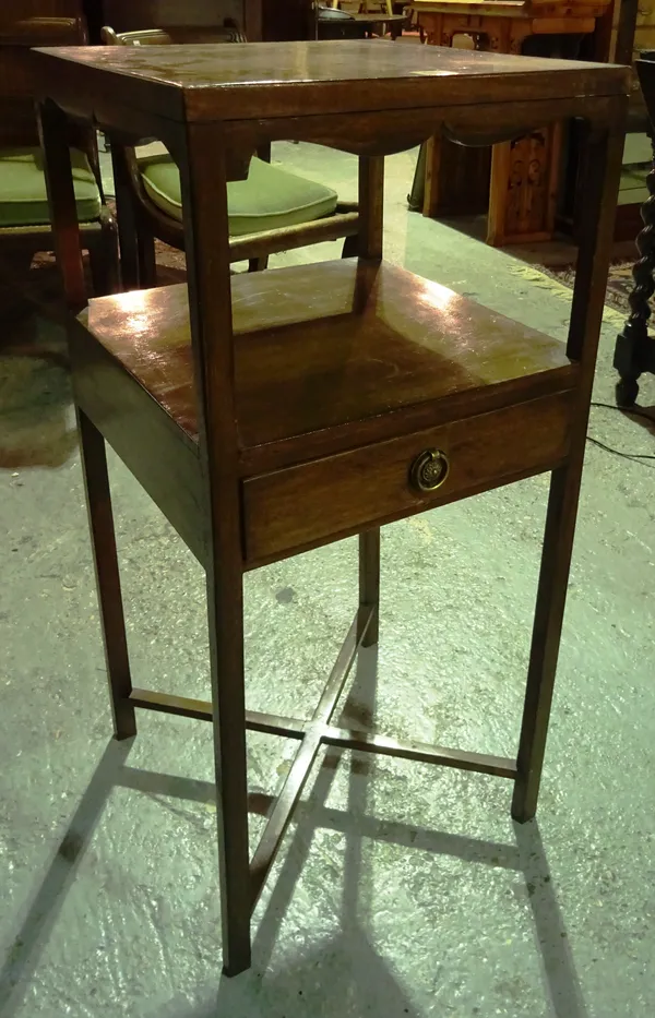 A George III mahogany single drawer nightstand, 38cm wide x 84cm high.