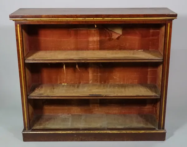 An early 20th century mahogany open bookcase, 95cm wide x 83cm high.