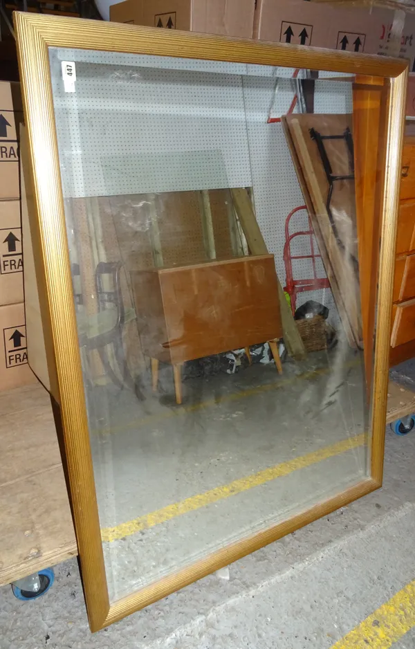 A 20th century gold painted mirror, with moulded frame, 100cm wide x 132cm high.