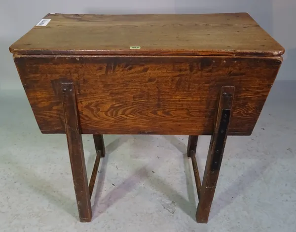 A 19th century elm dough bin on stand, 84cm wide x 74cm high.