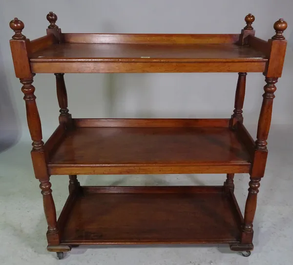 A Victorian mahogany three tier buffet, 91cm wide x 104cm high.