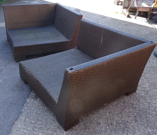 Smania; a group of faux rattan weave modular furniture, (10).