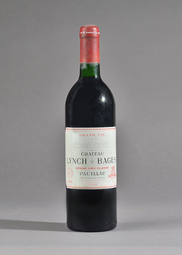 One bottle 1990 Chateau Lynch Bages Pauillac Grand cru Classe. Illustrated.