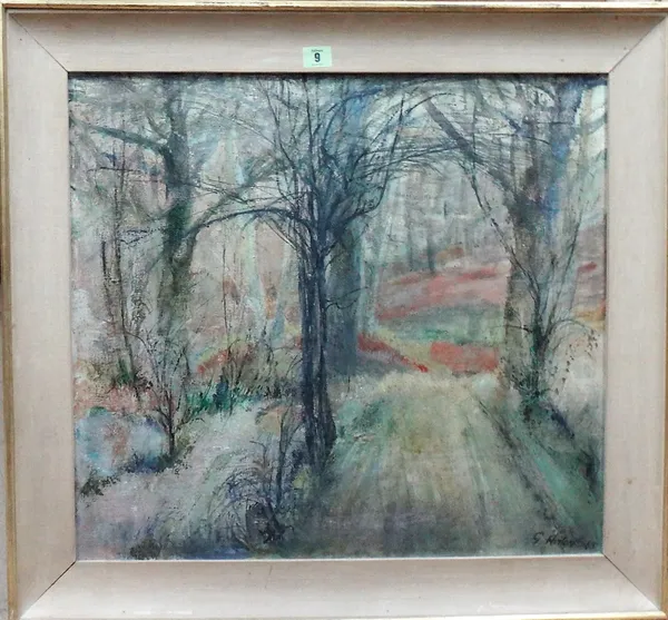 G. Hinton (20th century), Epping Forest, Clay Ride, oil on canvas laid on board, signed and dated '65, 54cm x 59.5cm.