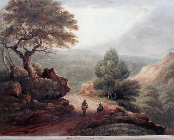 Attributed to Thomas Hearne (1744-1817),Wick Rocks near Bath, watercolour, inscribed below image, 22cm x 27cm.