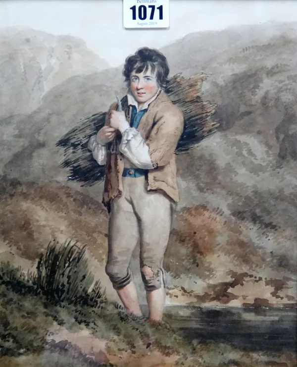 English School (19th century), The Young Faggot Gatherer, watercolour, 26cm x 21cm.