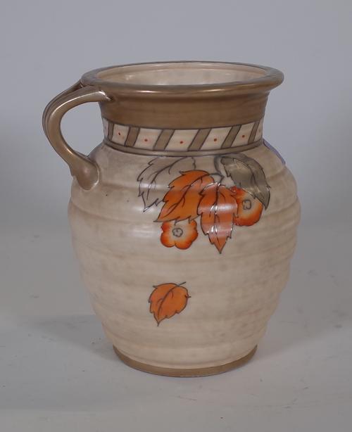 A Crown Ducal vase 'Golden Leaves', circa 1940, after a design by Charlotte Rhead, No. 4921, 20.5cm high.