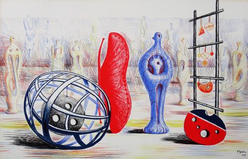 Henry Moore (1898-1986), Sculptural objects, lithograph, 1949 from the 'School Prints' series, signed in the plate, unframed, 49.5cm x 76cm DDS