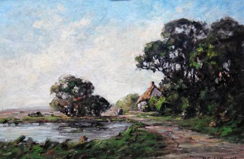 Harold Goldthwait (1869-1932), Path through a landscape, oil on panel, signed, 24cm x 37cm.