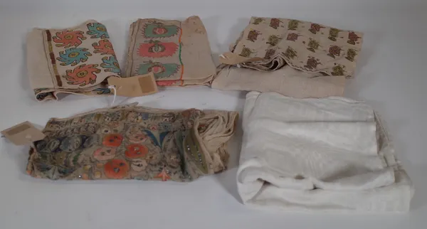 A group of early 20th century embroidered textile fabrics, possibly Chinese or South American, (qty).