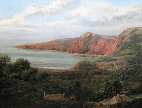 Attributed to Peter De Wint (1784-1849), Sidmouth Bay, oil on panel, 33cm x 44cm.