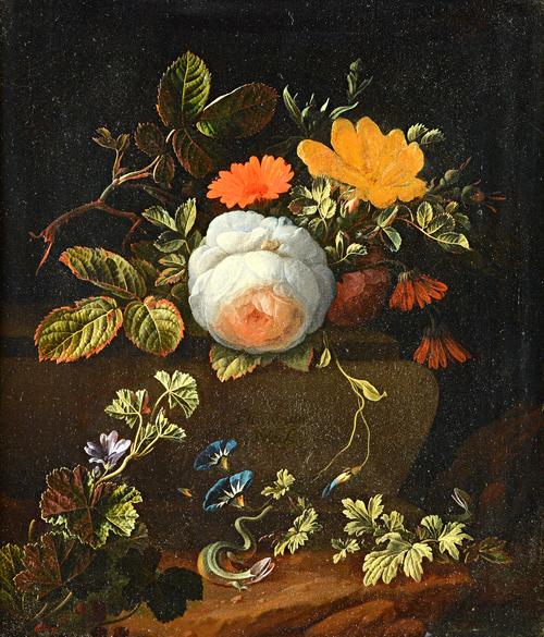 Circle of Elias van den Broeck, Still life, oil on canvas, bears signature, 40cm x 33.5cm.  Illustrated.