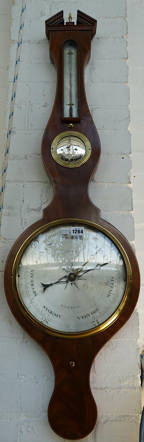 Charles Somalvico; a mahogany, box and ebony strung 10" wheel barometer, circa 1825, 110cm high.