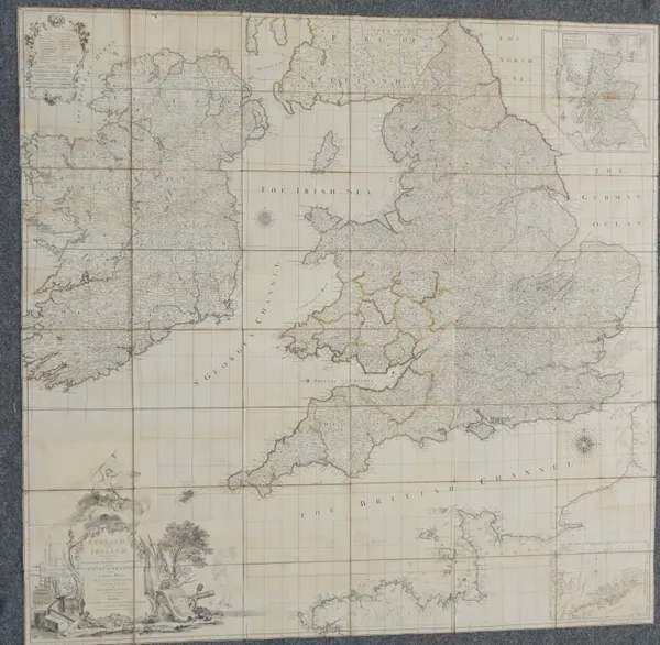 A map by R.W. SEALE:  England and Ireland  . . .  with the Coast of France from Calais to Brest  . . .  folded on linen, 149 x 152cms., some outline c