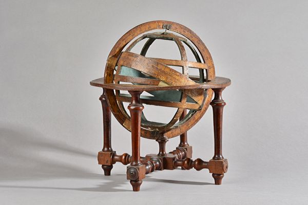 An Italian Orrery globe on mahogany stand, 28cm diameter. Illustrated.