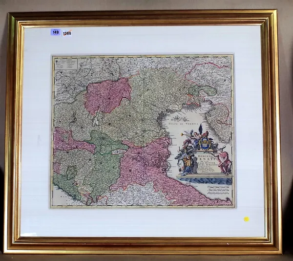 A map by Johann Baptist HOMANN:  Dominii Veneti cum Vicinis Parmae mutinae mantuae et Mirandol  . . .  50cm x 59cm within mount, hand-coloured, pictor