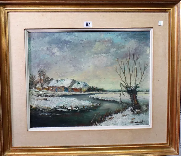 R** Vendewon (20th century), Winter landscape, oil on canvas, indistinctly signed, 39cm x 49cm.