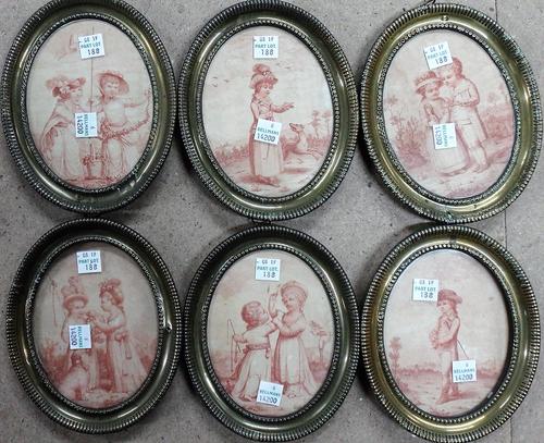 A group of assorted pictures and prints, including a set of six sanguine stipple engravings of children after Angelica Kauffmann; a group of nine engr