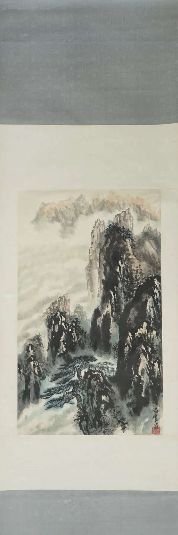 A group of five Chinese scroll paintings, 20th century, each painted with a landscape, (5).