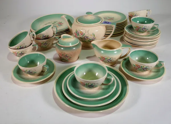 Susie Cooper; a 20th century part tea set, decorated with flowers, (qty)