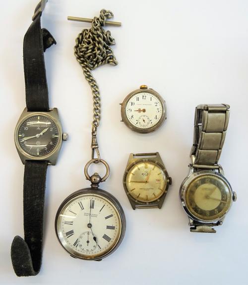 A silver cased, key wind, openfaced gentleman's pocket watch with a cylinder movement, detailed within the caseback 0,935, with a base metal watch cha