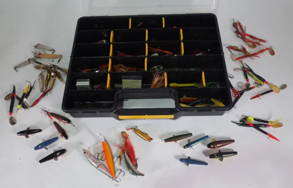 A very large quantity of fishing tackle, including; Toby lures, Rapala lures, Jardine weights and flying lures, (qty).