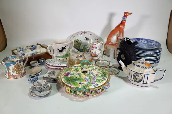 Ceramics, including; a blue and white tureen, Royal Worcester collectors plates, glass dishes and sundry, (qty).