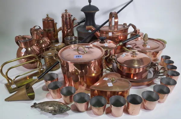 Collectables; copper and brass items including pots, jugs, candlesticks and sundry, (qty).