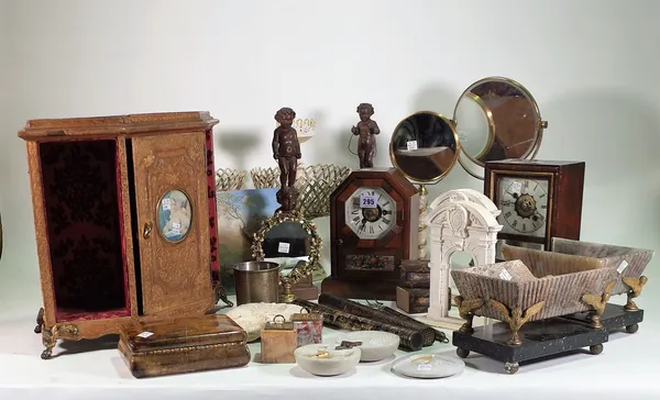 Collectables, a quantity including; mantel clocks, table top mirrors, boxes and sundry, (qty).