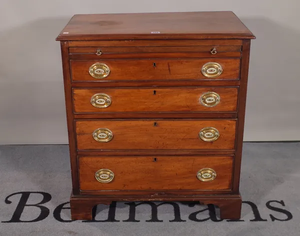 An 18th century and later mahogany bachelor's chest of four long graduated drawers on bracket feet, 72cm wide x 81cm high.